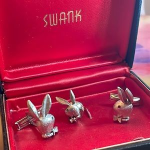 Vintage 70’s Playboy cuff links and tie tack set